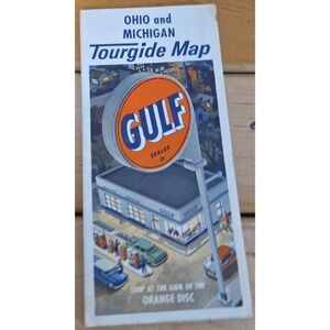 Vintage Gulf Tourgide Map Ohio Michigan Road Trip Travel Brochure